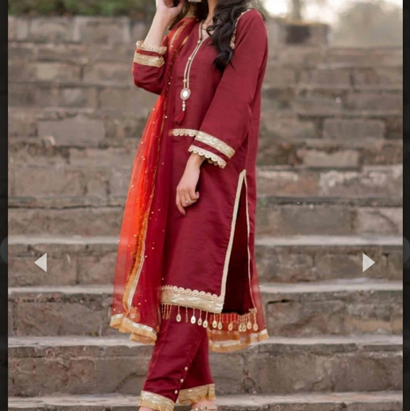 Pakistani/Indian formal Raw silk Shalwar kameez FINAL PRICE - Picture 3 of 14